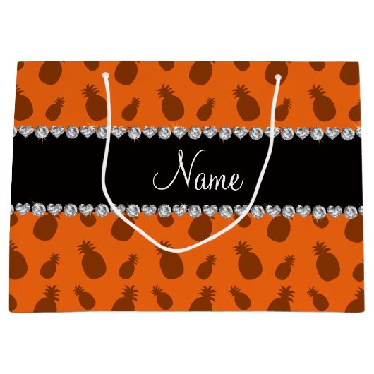 Persoonlijke benaming oranje ananassen large cadeautasje (Voorkant)