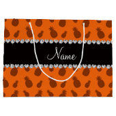 Persoonlijke benaming oranje ananassen large cadeautasje (Achterkant)