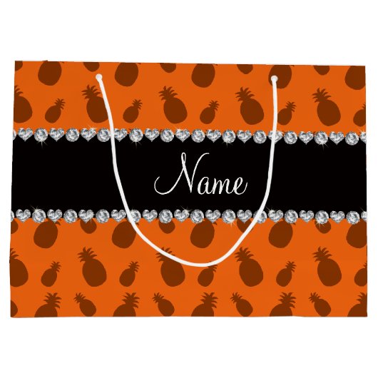 Persoonlijke benaming oranje ananassen large cadeautasje (Achterkant)