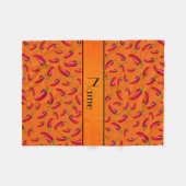 Persoonlijke benaming oranje chili pepper fleece deken (Voorkant (Horizontaal))