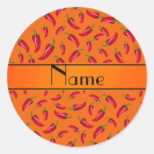 Persoonlijke benaming oranje chili pepper ronde sticker