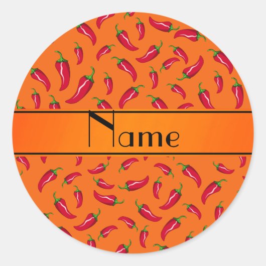 Persoonlijke benaming oranje chili pepper ronde sticker (Voorkant)