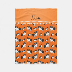 Persoonlijke benaming oranje Papillon-honden Fleece Deken