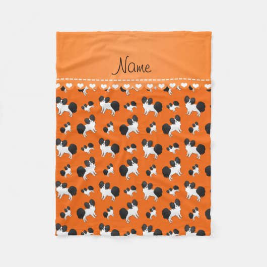 Persoonlijke benaming oranje Papillon-honden Fleece Deken (Voorkant)