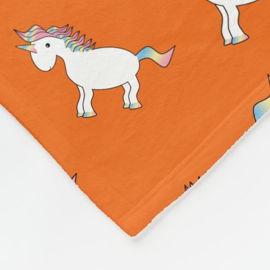 Persoonlijke benaming oranje regenboogeenhoorns fleece deken (Hoek)