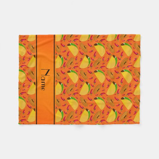 Persoonlijke benaming oranje tacos sombreros chili fleece deken (Voorkant (Horizontaal))