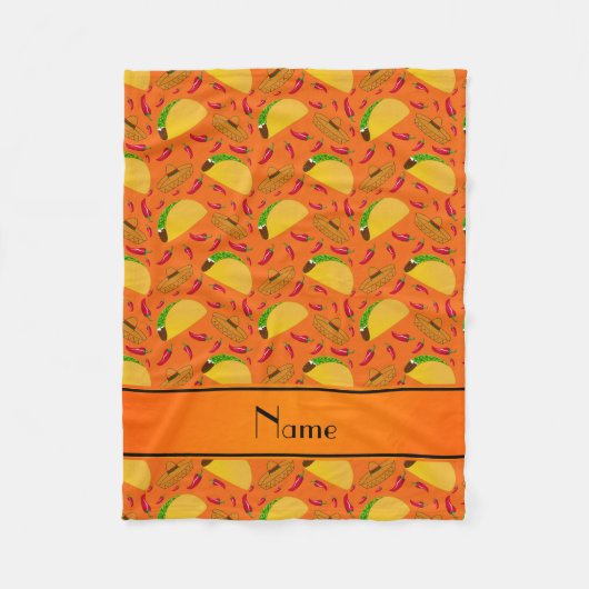 Persoonlijke benaming oranje tacos sombreros chili fleece deken (Voorkant)