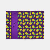 Persoonlijke benaming paarse geelanananassen fleece deken (Voorkant (Horizontaal))
