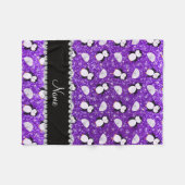 Persoonlijke benaming paarse glitter pinguins iglo fleece deken (Voorkant (Horizontaal))