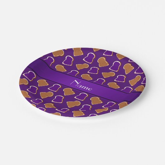 Persoonlijke benaming paarse pindakaas jelly papieren bordje (Gekanteld)