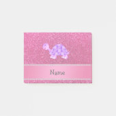 Persoonlijke benaming paarse schildpad roze glitte post-it® notes (Voorkant)