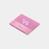 Persoonlijke benaming paarse schildpad roze glitte post-it® notes (Schuin)