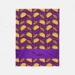 Persoonlijke benaming paarse tacos sombreros chili fleece deken