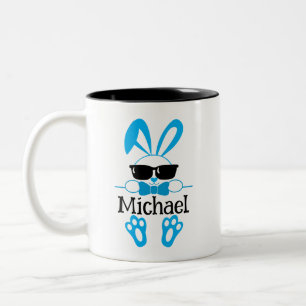Persoonlijke benaming paasblauw zonnebril tweekleurige koffiemok