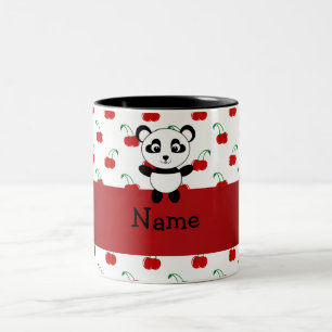 Persoonlijke benaming panda red cherries tweekleurige koffiemok