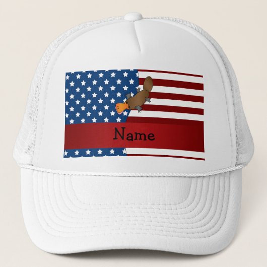 Persoonlijke benaming Patriotic platypus Trucker Pet (Voorkant)