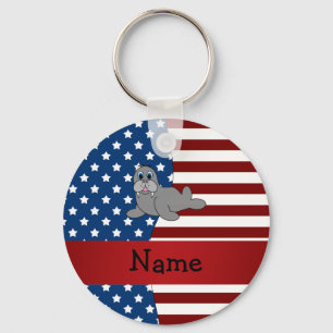Persoonlijke benaming Patriotic walrus Sleutelhanger