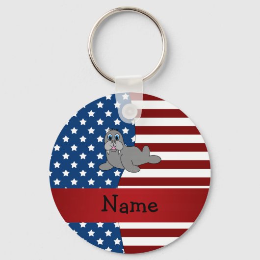 Persoonlijke benaming Patriotic walrus Sleutelhanger (Voorkant)