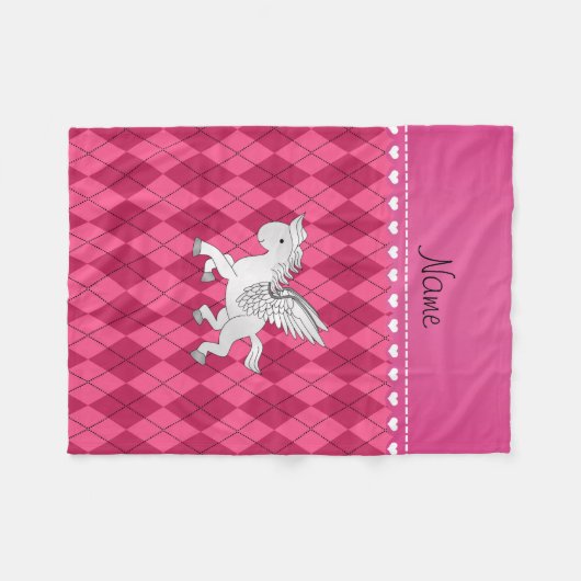 Persoonlijke benaming pegasus roze argyle fleece deken (Voorkant (Horizontaal))