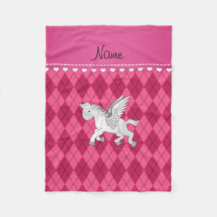 Persoonlijke benaming pegasus roze argyle fleece deken