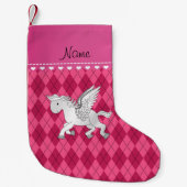 Persoonlijke benaming pegasus roze argyle kleine kerstsok (Voorkant)