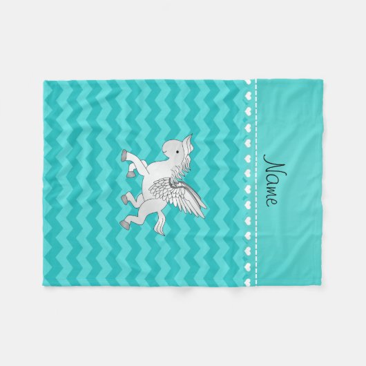 Persoonlijke benaming pegasus turquoise chevrons fleece deken (Voorkant (Horizontaal))