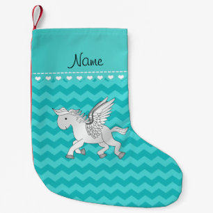 Persoonlijke benaming pegasus turquoise chevrons kleine kerstsok