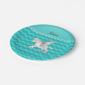 Persoonlijke benaming pegasus turquoise chevrons papieren bordje (Gekanteld)