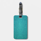 Persoonlijke benaming penguin turquoise glitter bagagelabel (Achterkant verticaal)