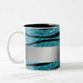 Persoonlijke benaming penguin turquoise glitter ze tweekleurige koffiemok (Links)