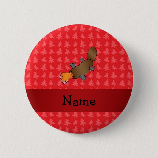 Persoonlijke benaming platypus red kerstbomen ronde button 5,7 cm (Voorkant)