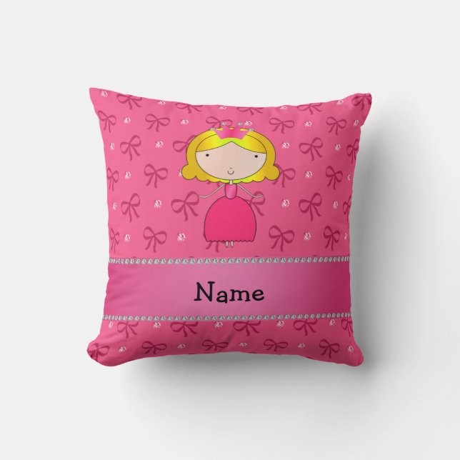 Persoonlijke benaming prinses roze bogen en diaman kussen (Voorkant)