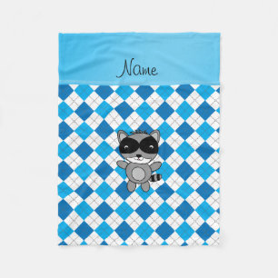 Persoonlijke benaming raccoon blue white argyle fleece deken