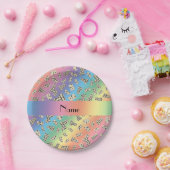 Persoonlijke benaming regenboogdominos papieren bordje (Feest)