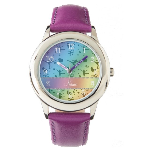Persoonlijke benaming regenboogfiguur schaatsen horloge (Voorkant)