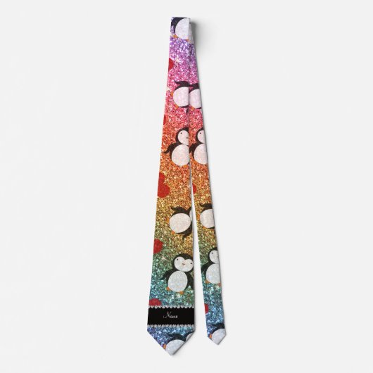 Persoonlijke benaming regenbooglitter pinguïns har stropdas (Voorkant)