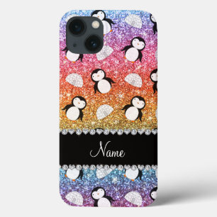 Persoonlijke benaming regenbooglitter pinguïns igl iPhone 13 hoesje