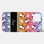 Persoonlijke benaming regenbooglitter pinguïns igl Case-Mate iPhone case (Achterkant (horizontaal))