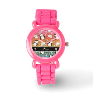 Persoonlijke benaming regenbooglitter pinguïns igl horloge