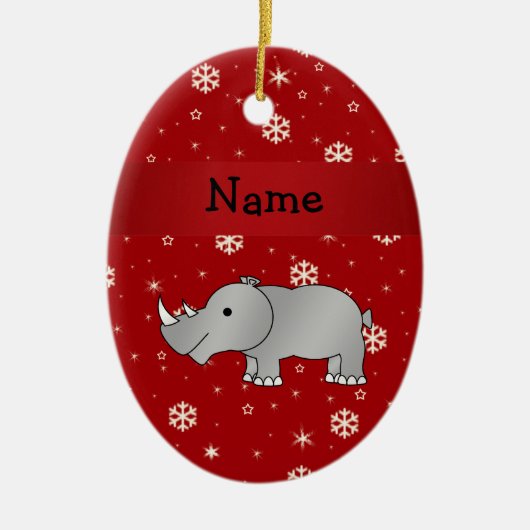 Persoonlijke benaming rhino red snowflakes keramisch ornament (Voorkant)