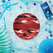 Persoonlijke benaming rode camouflage rode streep papieren bordje (Feest)