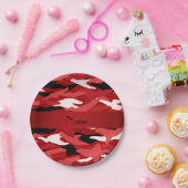 Persoonlijke benaming rode camouflage rode streep papieren bordje (Feest)