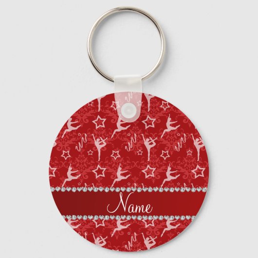 Persoonlijke benaming rode damask gymnastiek sleutelhanger (Voorkant)