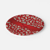 Persoonlijke benaming rode dominos papieren bordje (Gekanteld)