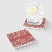 Persoonlijke benaming rode dominos stenen onderzetter (Zijkant)