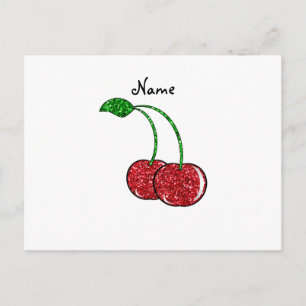 Persoonlijke benaming rode glitter cherry briefkaart
