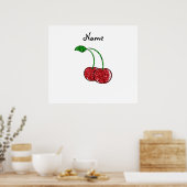 Persoonlijke benaming rode glitter cherry poster (Keuken)