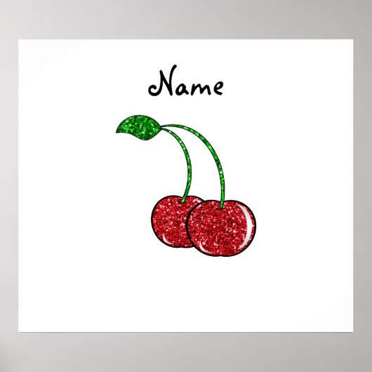 Persoonlijke benaming rode glitter cherry poster (Voorkant)