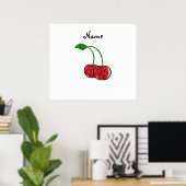 Persoonlijke benaming rode glitter cherry poster (Thuiskantoor)