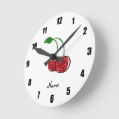 Persoonlijke benaming rode glitter cherry ronde klok (Hoek)